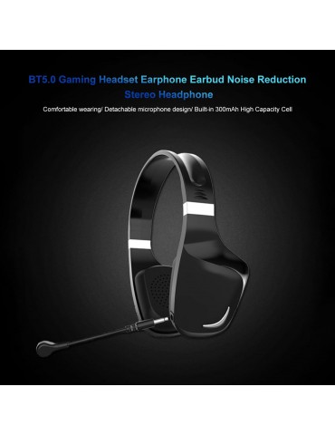 Gaming Headset Earphone Earbud Noise Reduction Stereo Headphone BT5.0 Connection Connecting 3.5mm Port Wired Earphone Volume Adjustable USB Chargeing Port Powered Operated Built-in 300mAh High Capacity Rechargeable  Cell for Computer Laptop E-sports Porta