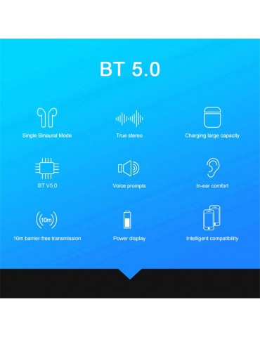 i12 T-WS Cordless Earphones Mini BT 5.0 Stereo Sport Earphones Handsfree with Charge BOX for Phone