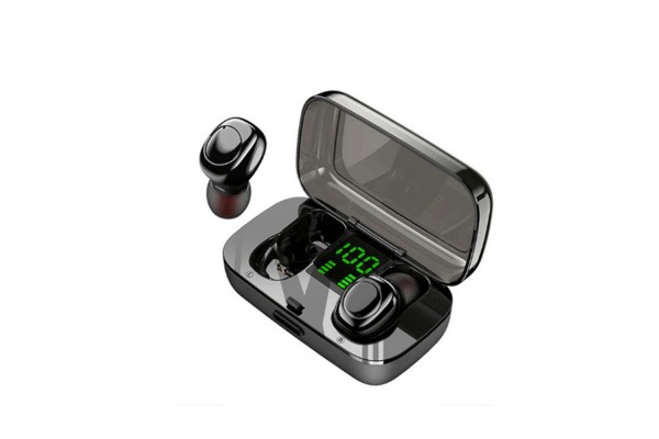 XG-23 Sports Headphones IPX6 Waterproof Sweatproof Headset Stereo Sound Binaural Calling In-Ear Ergonomic Design Earbuds Intelligent Noise Reduction Canceling Cancellation Earphones with LED Digital Display Charging Case Box and Cable