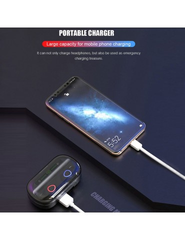 V10 BT 5.0 Wireless Earphones Stereo Wireless Mini Earbuds HiFi Sound Headphones 2400mAh Powerbank Phone Holder No Power Display