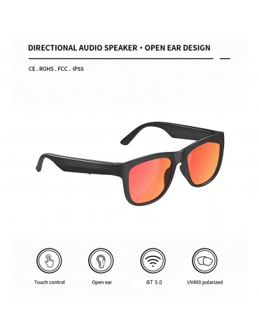 GS01 Smart Sunglasses Wireless BT5.0 Stereo Headset Hands-Free Calling Music Audio Sunglasses Outdoor Cycling Sunglasses Headphones With Mic